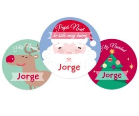Lot de 3 Badges Personnalisables Pre Nol Bleu