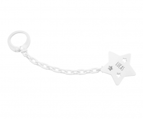 Personalised Star Soother Clip White