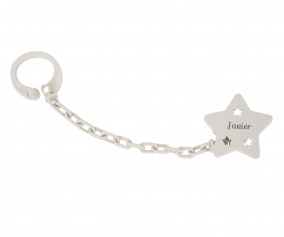 Personalised Star Pacifier Clip Grey