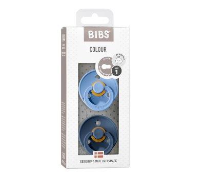 2 Chupetes BIBS Colour Round Sky Blue/Steel Blue
