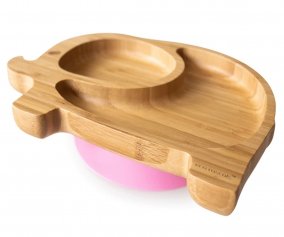 Assiette en Bambou avec Ventouse lphant Rose