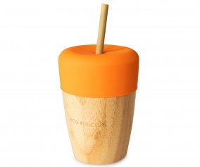 Vaso Bamb Naranja con Pajita
