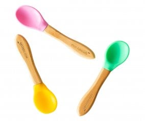 3 Cucharas Bamb Rosa Verde Amarilla