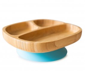 Plato Bamb con Ventosa Toddler Azul