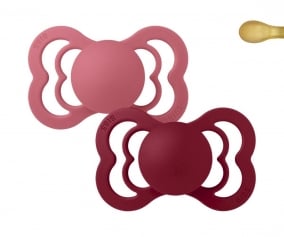 2 Chupetes BIBS Supreme Coral/Ruby Ltex
