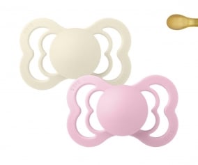 2 Chupetas BIBS Supreme Latx Ivory/Baby Pink