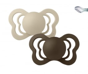 2 Chupetes BIBS Couture Vanilla/Mocha Silicona