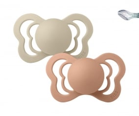 2 Chupetes BIBS Couture Vanilla/Peach Silicona