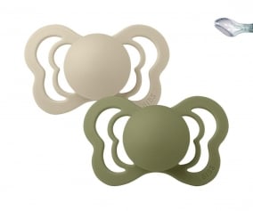2 Chupetes BIBS Couture Vanilla/Olive Silicona