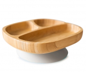 Plato Bamb con Ventosa Toddler Gris