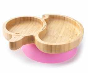 Plato Bamb con Ventosa Pato Rosa