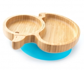 Plato Bamb con Ventosa Pato Azul