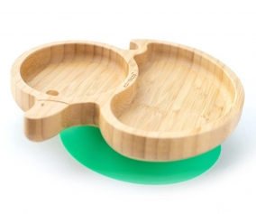 Plato Bamb con Ventosa Pato Verde