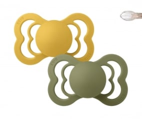 2 Chupetes BIBS Supreme Honey Bee/Olive Silicona