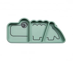 Piatto Antiscivolo Silicone Stick&Stay Croco Verde