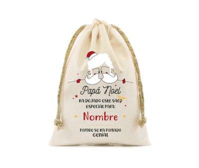 Saco pequeno personalizado para presentes de Pai Natal - Espanhol