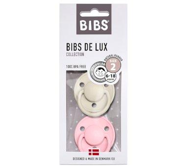 2 BIBS Pacifiers De Lux Ivory/Baby Pink