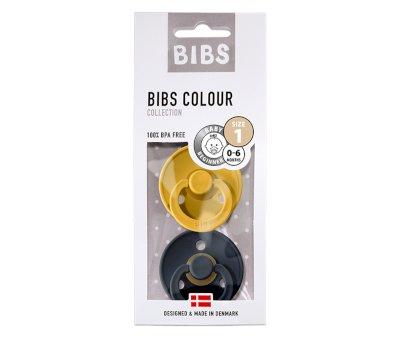 2 Chupetes BIBS Colour Round Mustard/Dark Denim