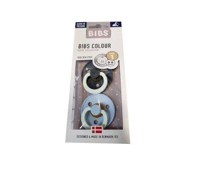 2 Succhietti BIBS Colour Round Notturni Iron/Baby Blue