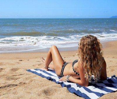 Telo Spiaggia Large Microfibra Cabana Navy Personalizzabile