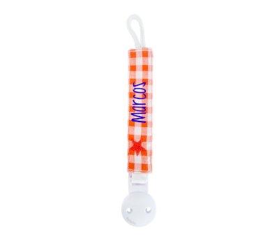 Sujetachupetes Personalizado Vichy Star Naranja