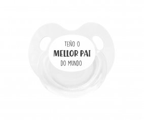 Chupete Retro Blanco Teo o mellor pai do mundo
