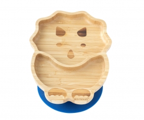 Plato Bamb con Ventosa Dino Navy