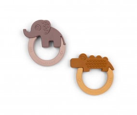Conjunto 2 Mordedores Silicone Friends Deer Mustard/Powder