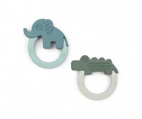 Set 2 Mordedores Silicona Deer Friends Green/Blue