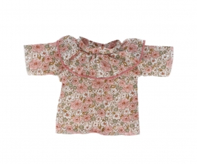 Camisa fofa com babado Boneca floral Kalmia