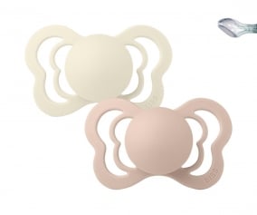 2 sucettes en silicone BIBS Couture Ivoire/Blush