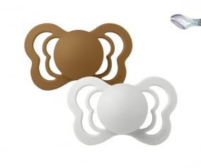 2 sucettes BIBS Couture Haze/Caramel en silicone