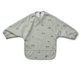 Bib with Sleeves Merle Vehicles Dove Blue Mix