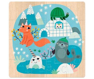 3 Puzzle Legno Animali del Mondo