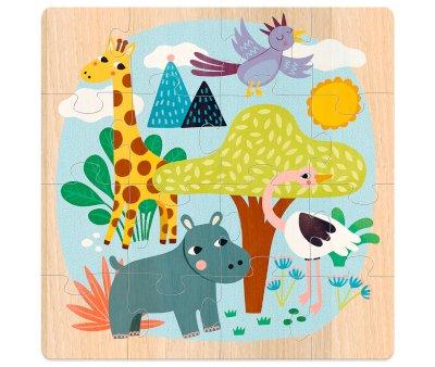 3 Puzzle Legno Animali del Mondo