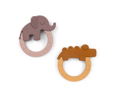 Set 2 Massaggiagengive Silicone Friends Deer Senape/Rosa
