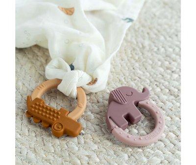 Set 2 Massaggiagengive Silicone Friends Deer Senape/Rosa