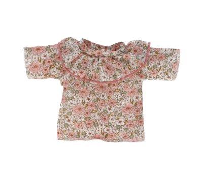 Camisa fofa com babado Boneca floral Kalmia