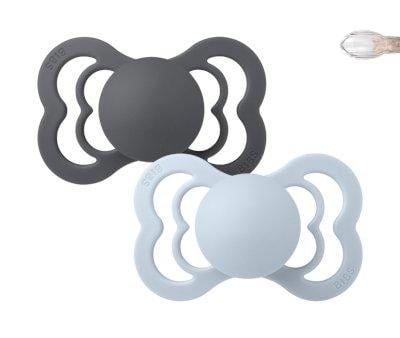2 Chupetes BIBS Supreme Iron/Baby Blue Silicona