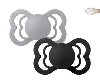 2 Chupetes BIBS Supreme Cloud/Black Silicona