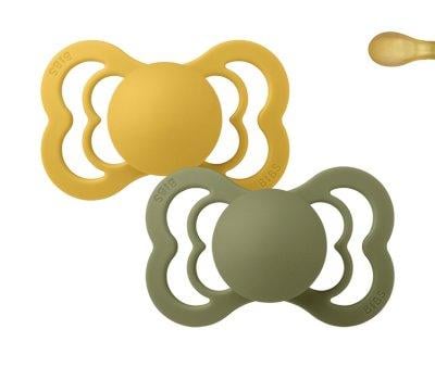 2 Chupetes BIBS Supreme Honey Bee/Olive Ltex