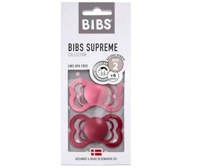 2 Chupetes BIBS Supreme Coral/Ruby Ltex