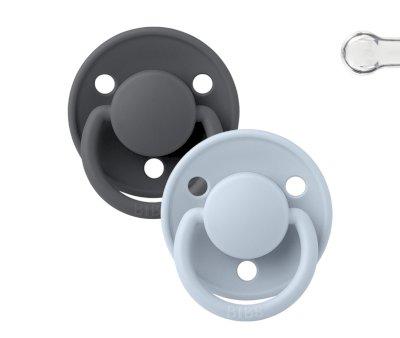 2 Chupetes BIBS De Lux Iron/Baby Blue Silicona