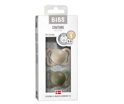 2 Chupetes BIBS Couture Vanilla/Olive Silicona