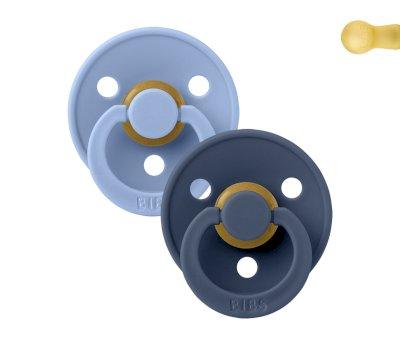 2 Chupetes BIBS Colour Round Sky Blue/Steel Blue
