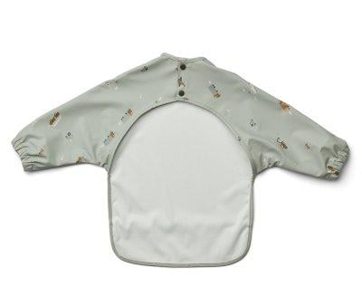 Bib with Sleeves Merle Vehicles Dove Blue Mix