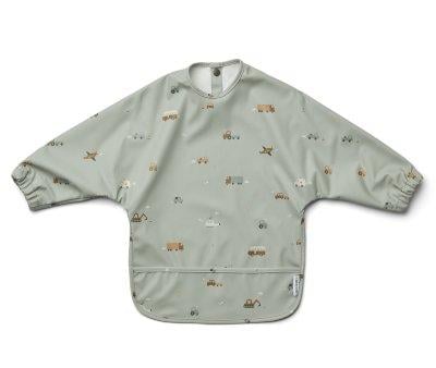 Bib with Sleeves Merle Vehicles Dove Blue Mix