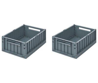2 Medium Storage Boxes Weston Whale Blue