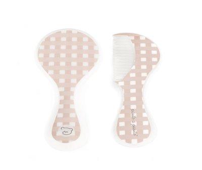 Set Comb and Brush for Baby Pink Checkered