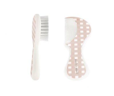 Set Comb and Brush for Baby Pink Checkered